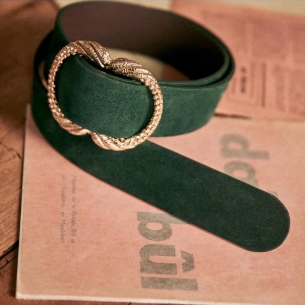 NWT Sezane Artemis Belt in Bottle Green - Size 80